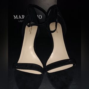 Marciano GUESS Ankle Strap Heels Size 11 Black Open Toe Stiletto Pumps